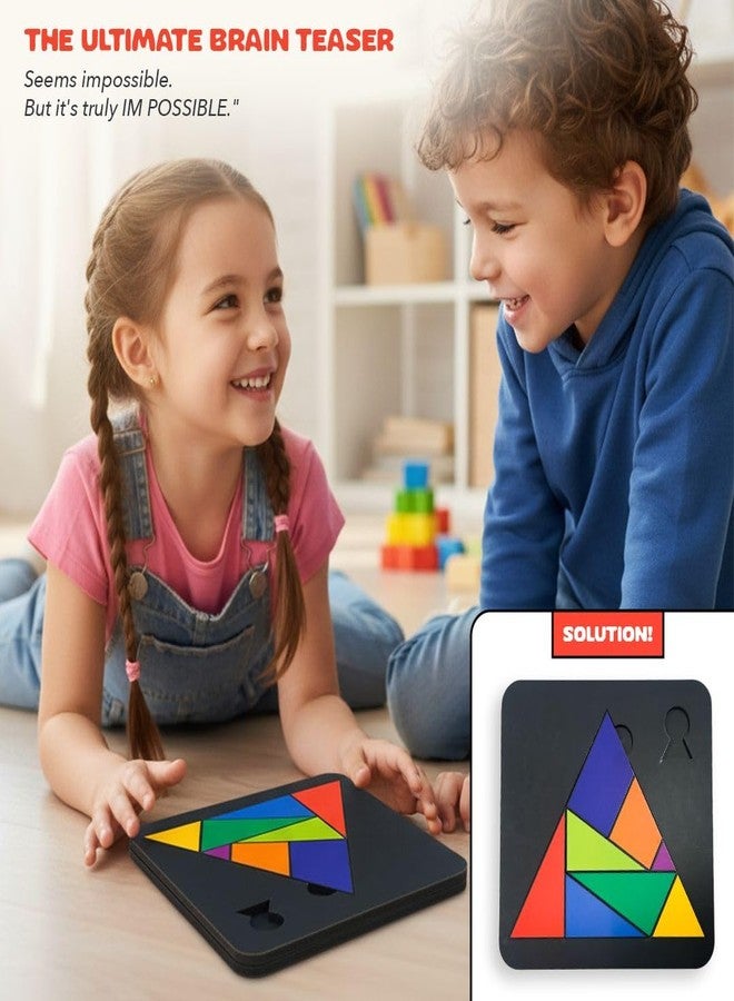 تويز بوكس لعبة ألغاز غامضة من تويز بوكس، لعبة مثلثات لتنمية الذكاء، قطع هندسية ملونة وتحدي العصي، مصنوعة من خشب MDF، لعبة ألغاز تعليمية لتنمية الذكاء للأطفال والكبار - Image 3